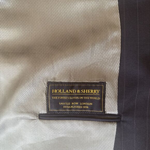 Holland and Sherry Navy Pin Stripe Blazer Jacket Mens 48L - Picture 12 of 14